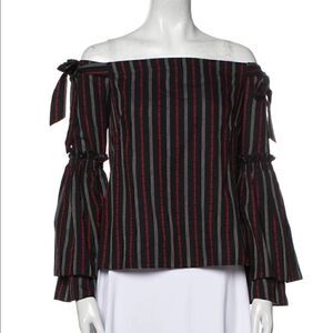 Intermix Striped Off The Shoulder Bell Sleeve top